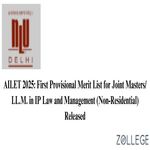 AILET 2025 First Provisional Merit List for Joint Masters LLM in IP Law and Management Non Residential Released
